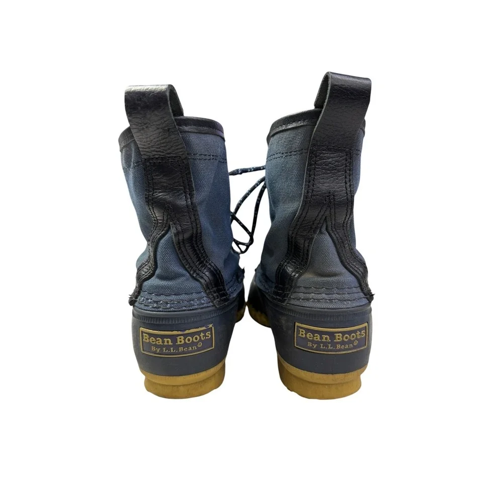 LL Bean Kids 4 M‎ Bean Boots Navy Blue Canvas Duck Boots Made in USA 503020